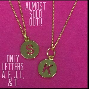 14K Gold Dipped Sterling Silver Cut-Out Initial Letter Disk Necklaces-Boutique
